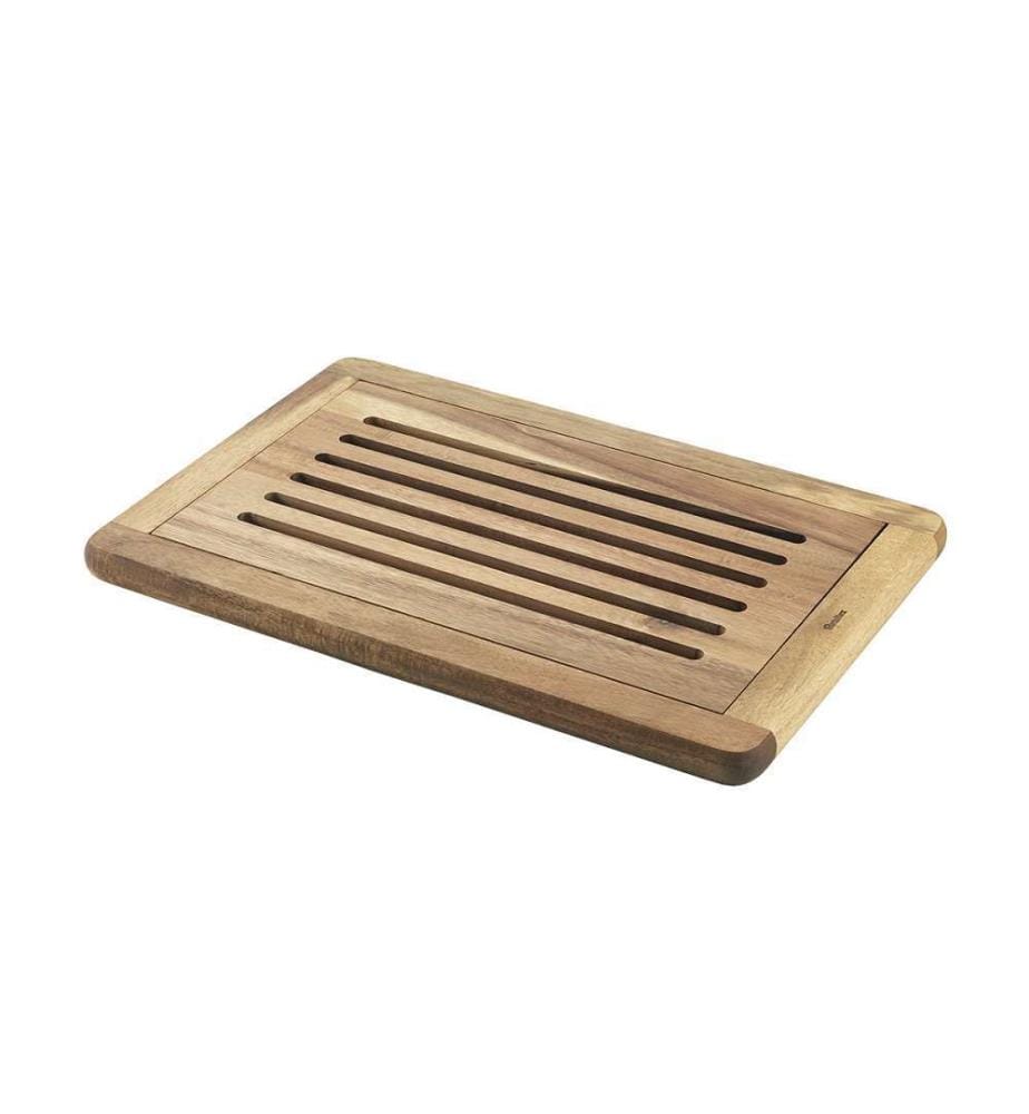 Planche à découper pain bois d'acacia FSC avec ramasse-miettes - 38x26x2cm