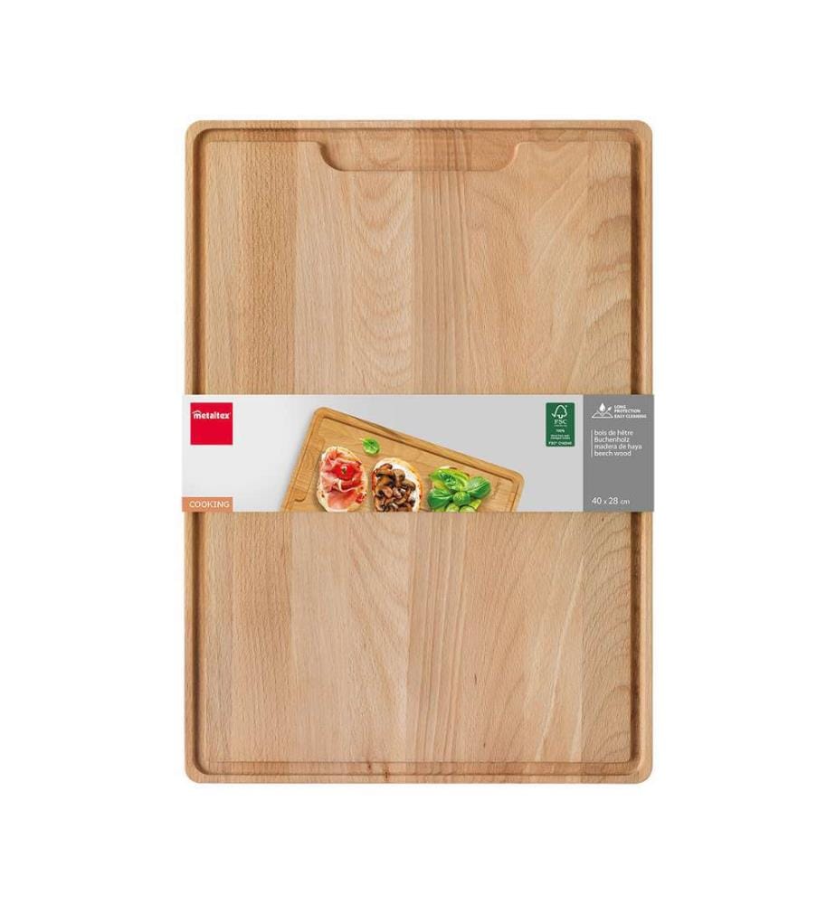 Planche à découper hêtre PREMIUM FSC avec rainure - 40x28x2cm