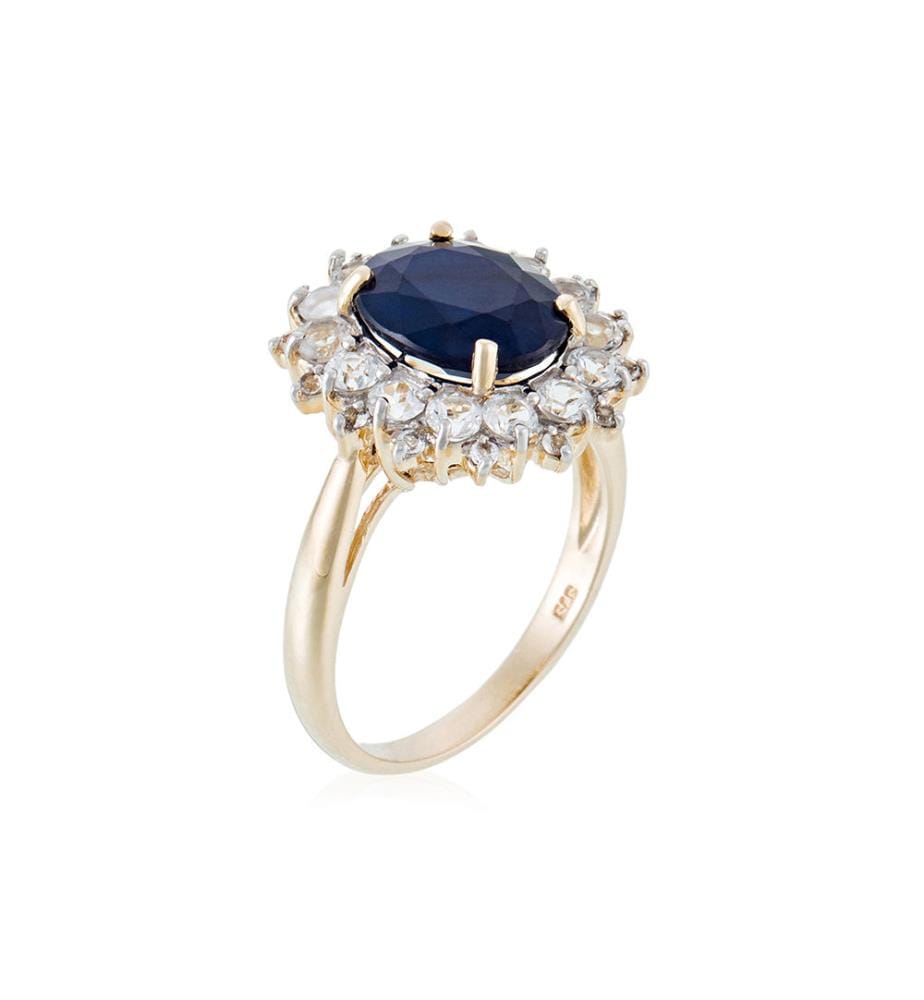 Bague Soleil Bleu - Or Jaune