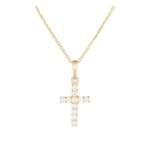 Pendant Croix Vérité - Yellow Gold 375/1000 & Zirconium