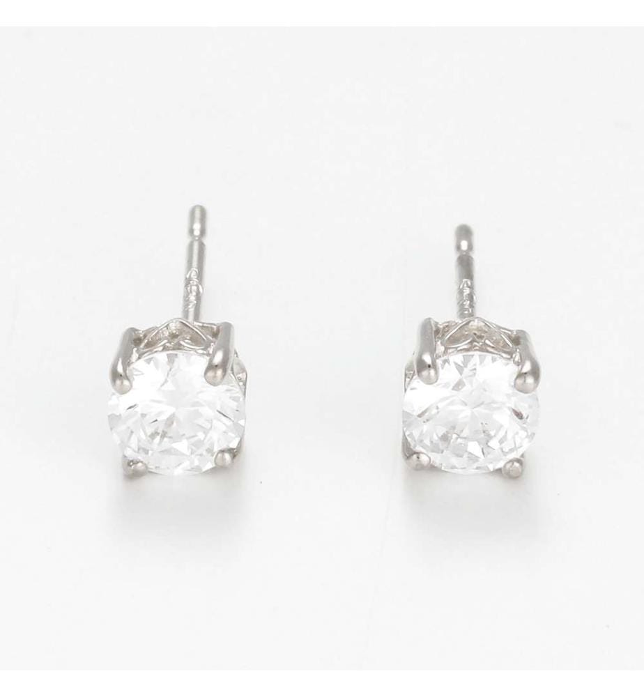 Earrings Simply You 4mm - White Gold 375/1000 & Zirconium
