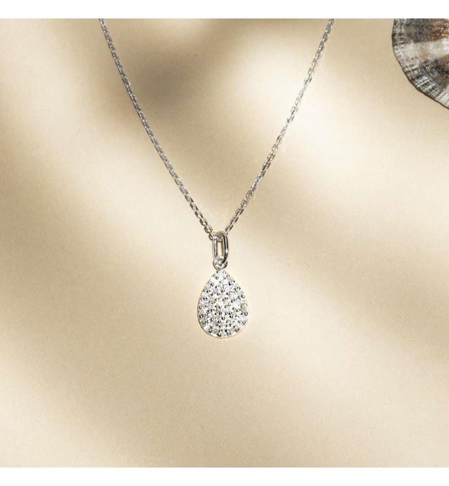 Pendentif Goutte de Pluie - Or Blanc 375/1000
