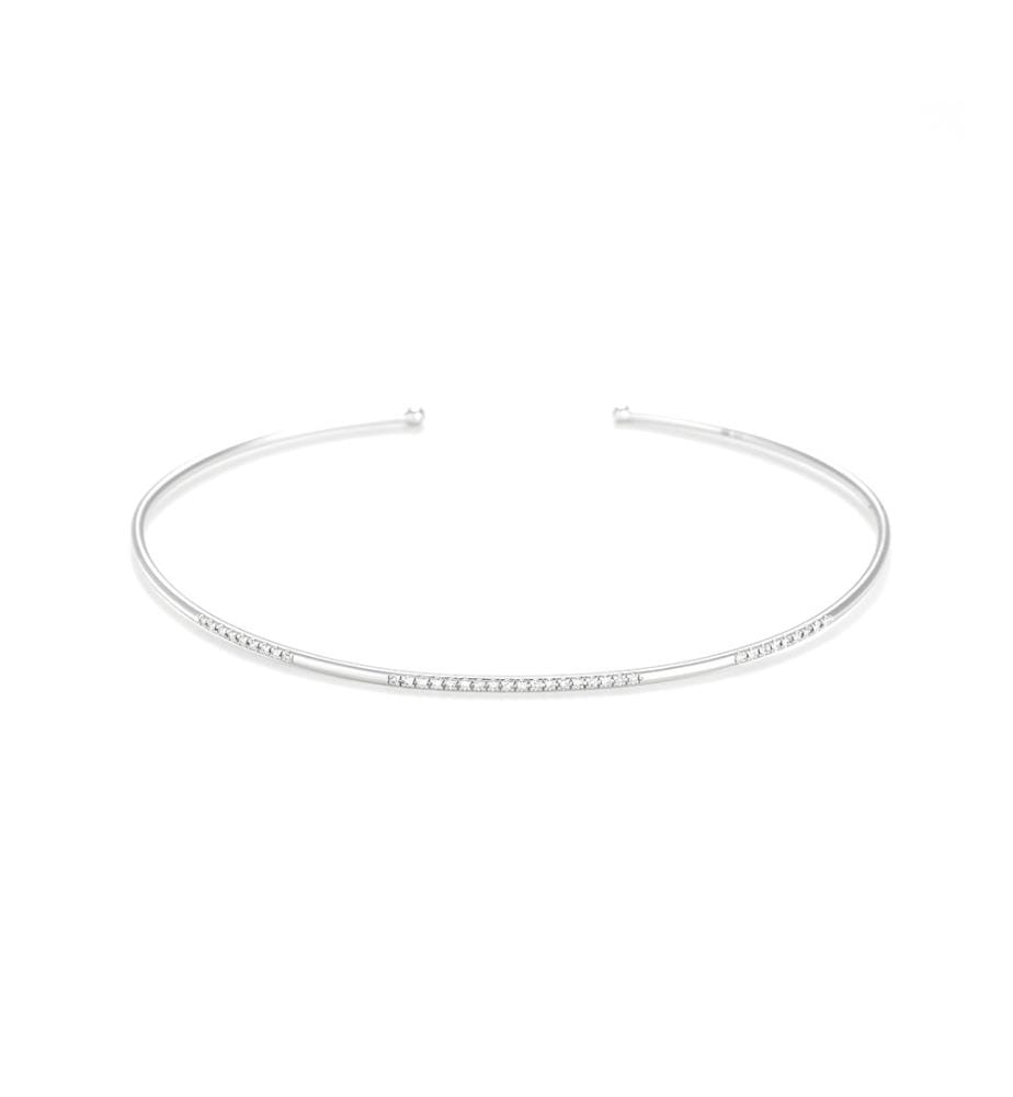 Divided Line Bangle - White Gold