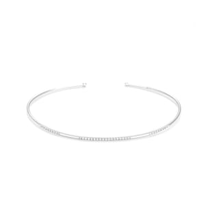 Divided Line Bangle - White Gold