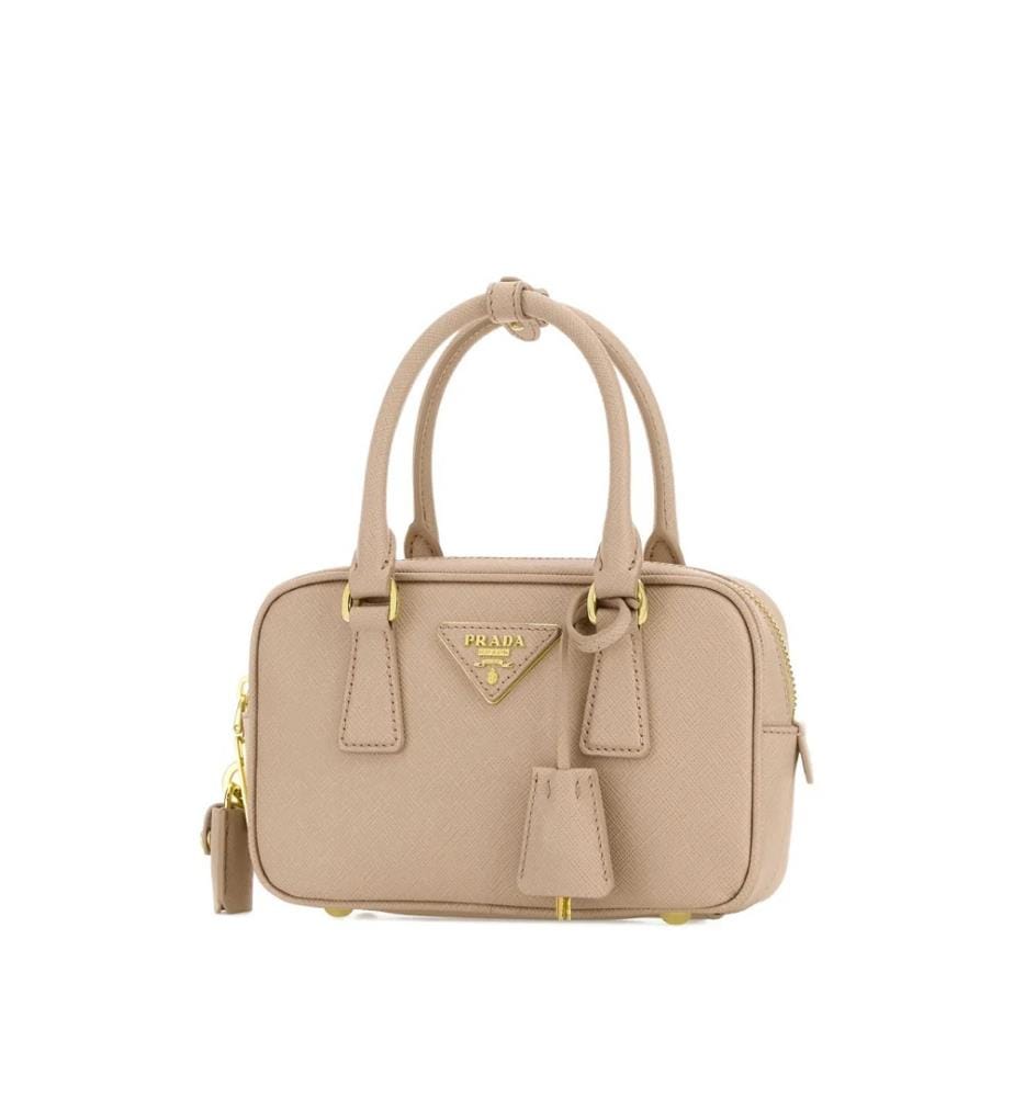 Sand Saffiano Leather Top Handle Bag - Sand