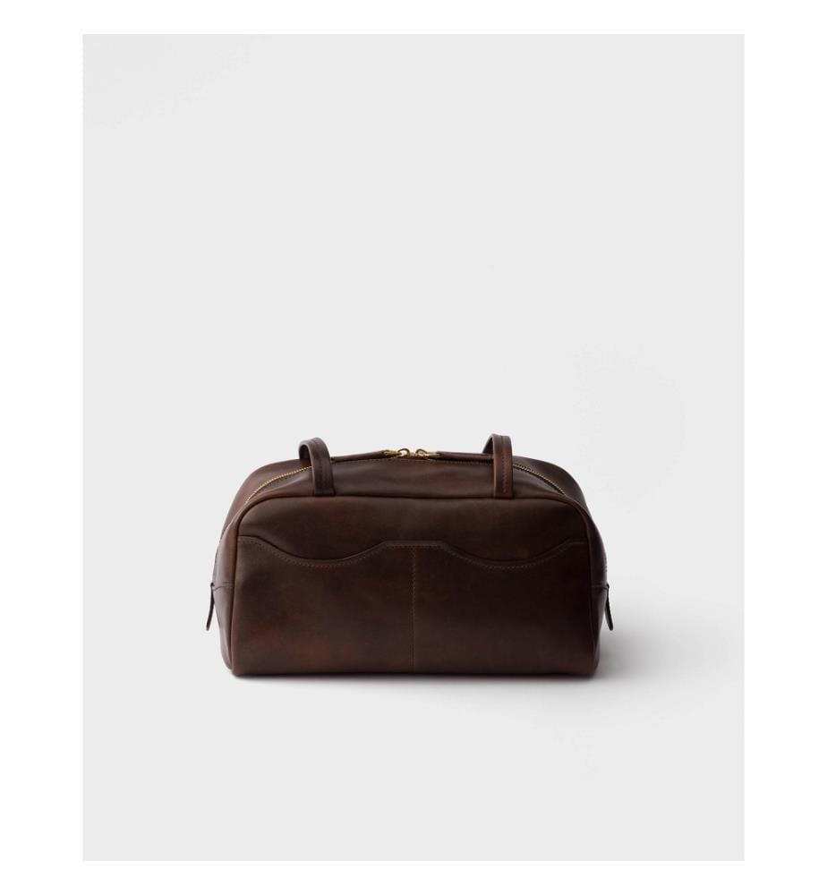 Carry Large Antiqued Leather Top-Handle Bag - Brown