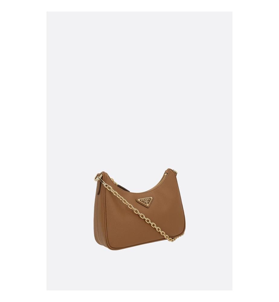Re-Edition Mini-Schultertasche aus Saffiano-Leder - Karamell