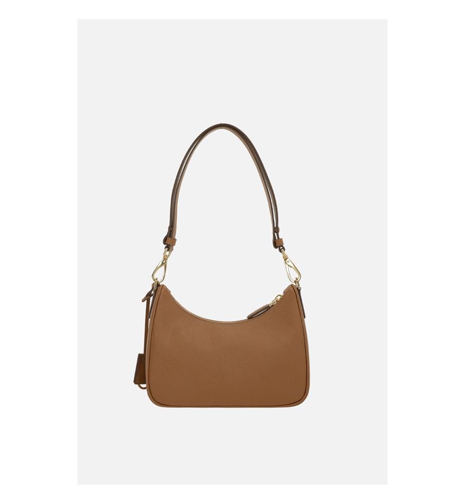 Re-Edition Mini-Schultertasche aus Saffiano-Leder - Karamell