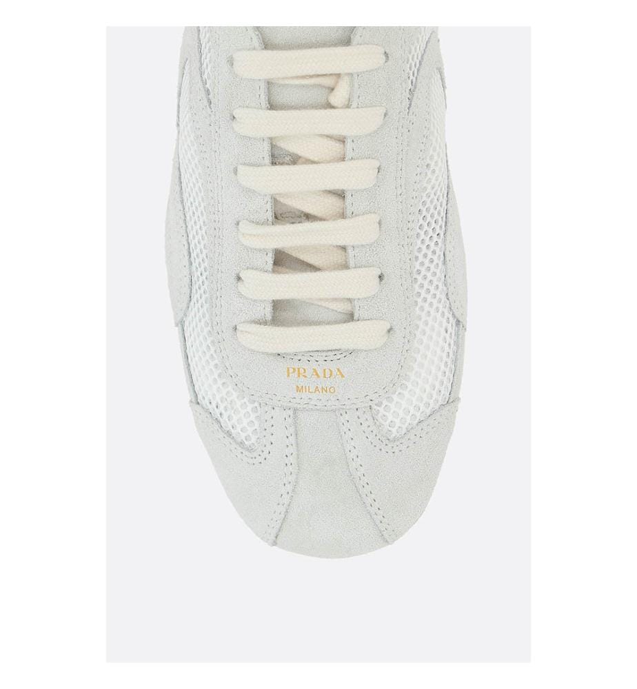 Basket Montecarlo Re-Edition 2005 en maille et daim – Blanc