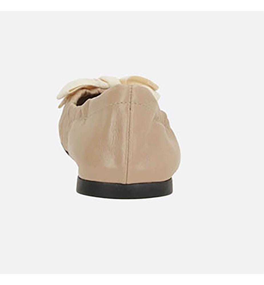 Ballerines en cuir lisse avec noeud - Sable