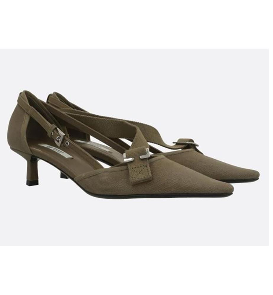Escarpins en toile - Vert militaire
