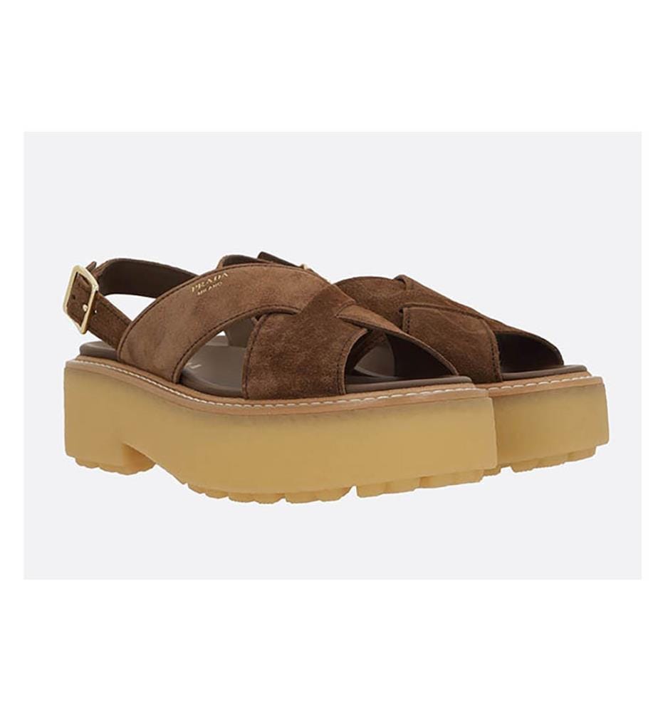 Flat suede sandals - Cocoa Brown