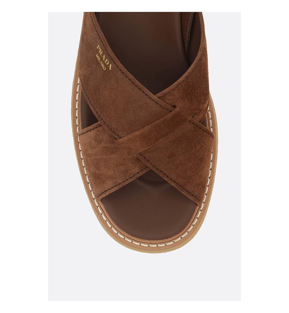 Flat suede sandals - Cocoa Brown