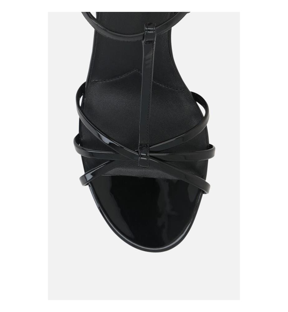 Patent Leather Wedge Sandals - Black