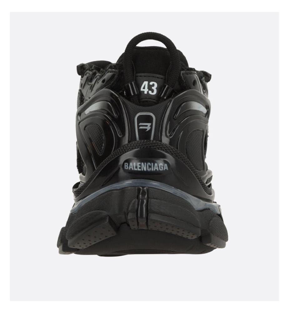 Baskets de course en simili-cuir et maille - Noir