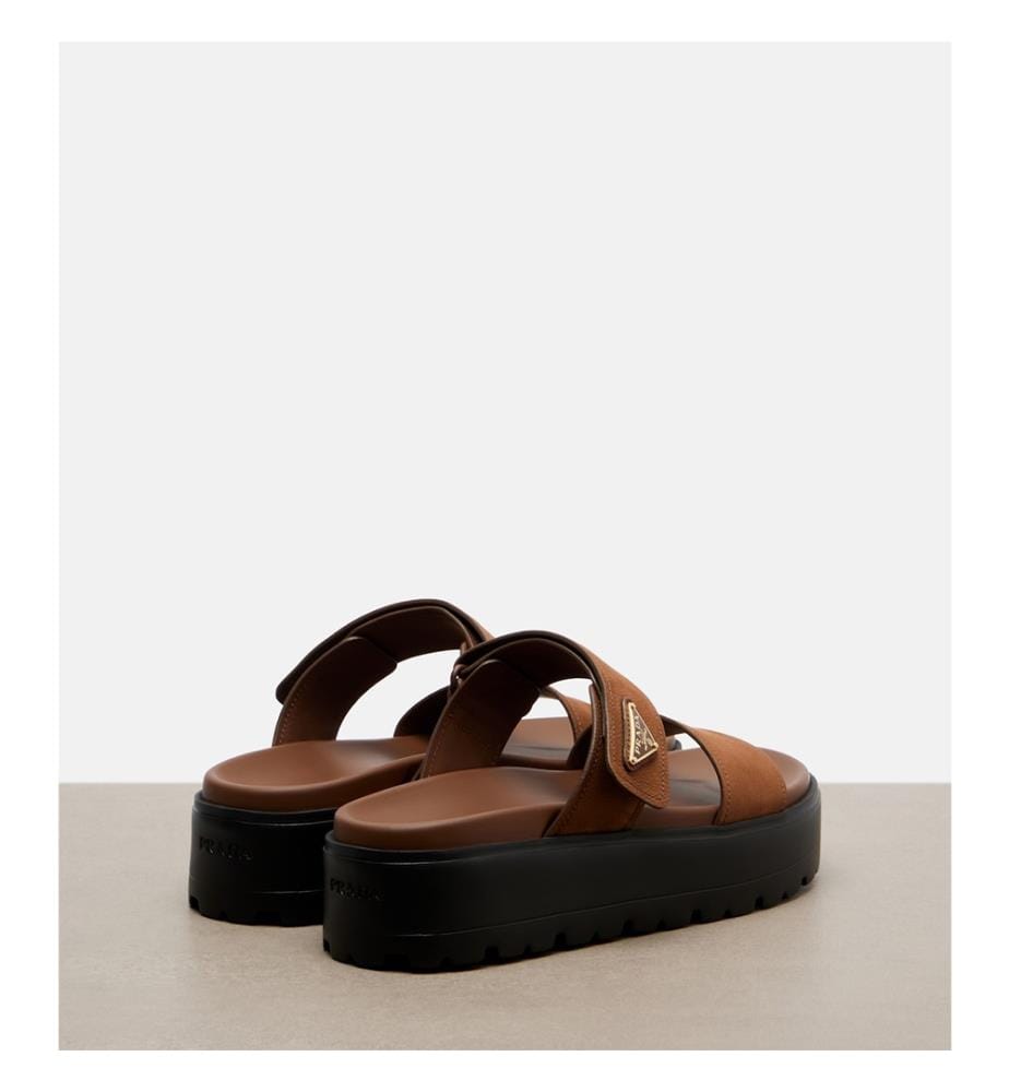 Suede Strappy Sandals - Dark Brown
