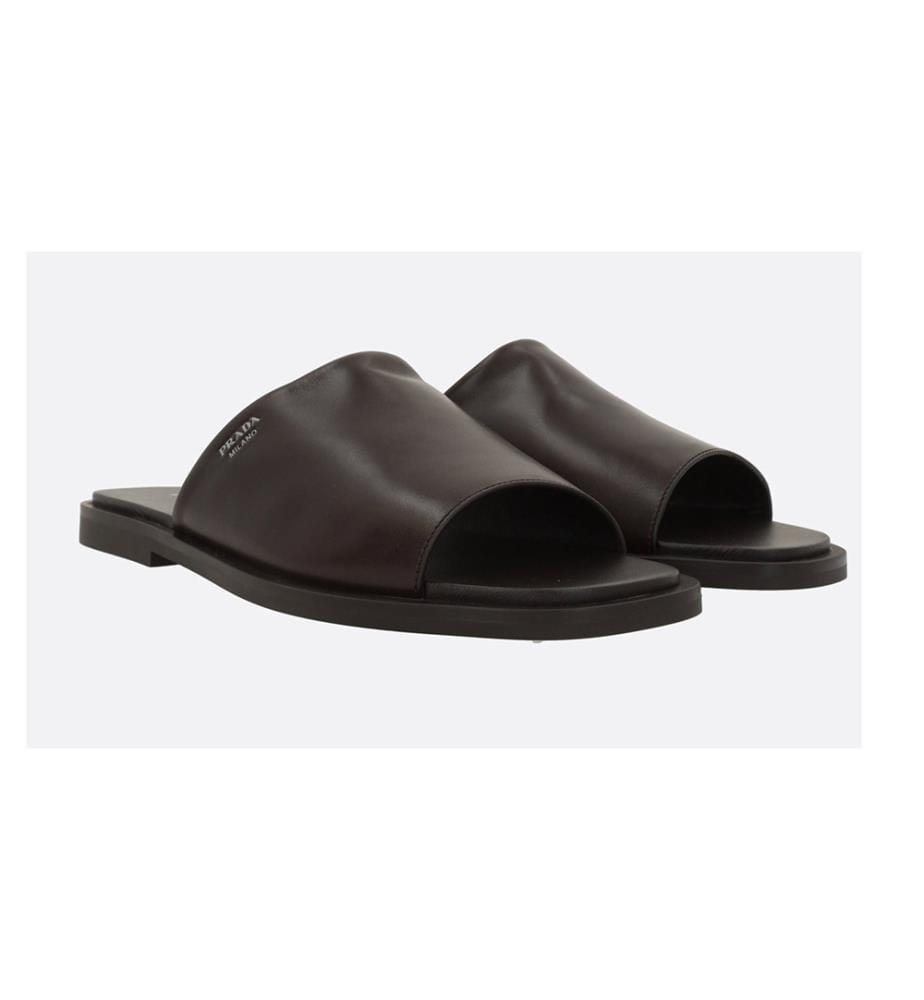 Smooth-Leather Strappy Sandals - Dark Brown