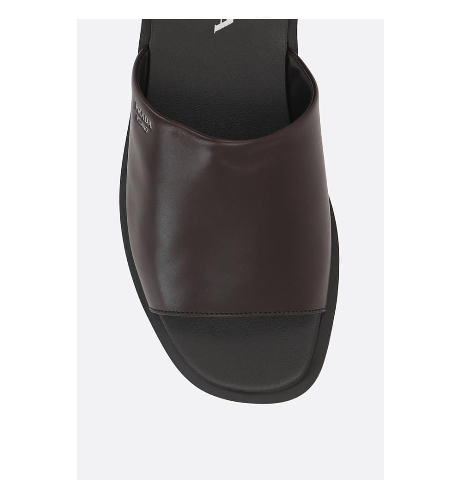 Smooth-Leather Strappy Sandals - Dark Brown