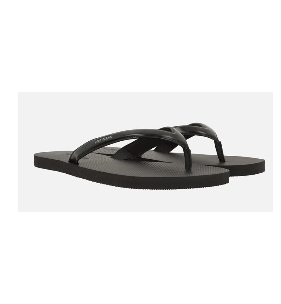 Brushed Leather Strappy Sandals - Black