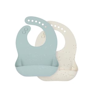 Lot de 2 Bavoirs en silicone - Bleu & Nature