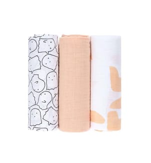 Lot de 3 Mousselines Little Spookies Bio Algdon 85 x 85 cm - Multicolore