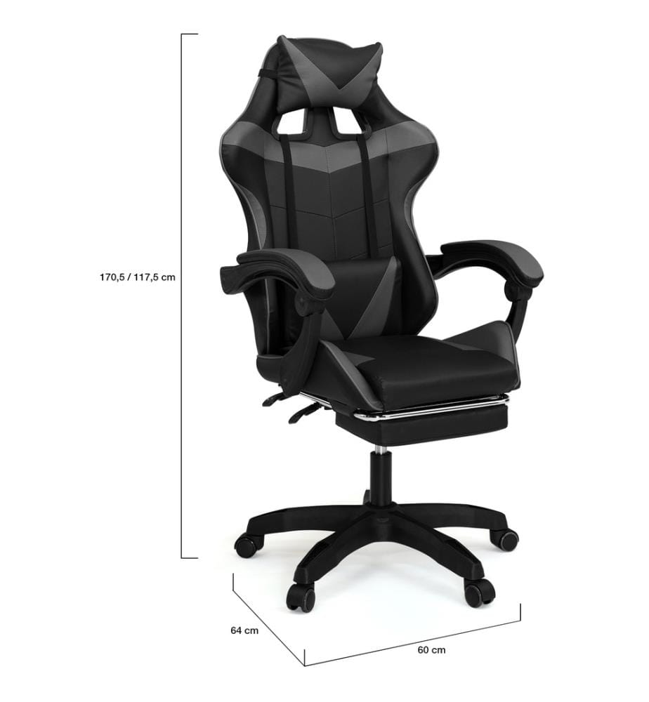 Bürostuhl 63x62x114-124cm - Schwarz & Grau