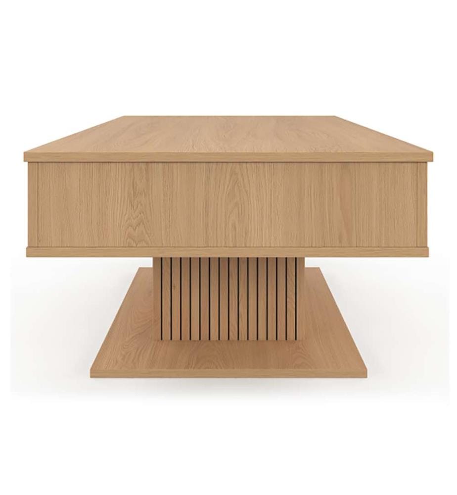 Table basse Tania avec plateau relevable bois et pieds lattes L110cm