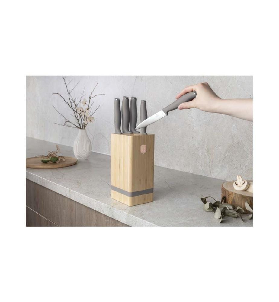 6-teiliges Messerset mit Messerblock, Taupe Collection - Matt