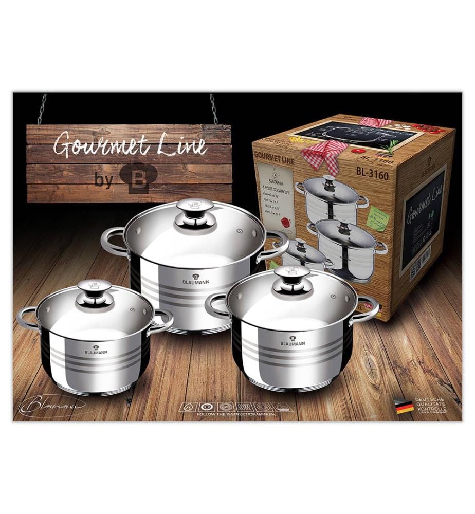 6-teiliges Topfset Gourmet Line - Silber