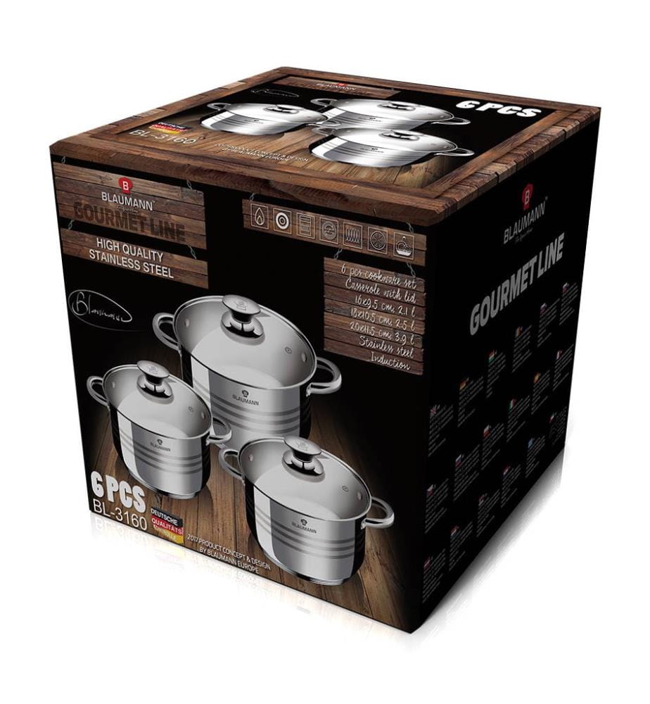 6-teiliges Topfset Gourmet Line - Silber