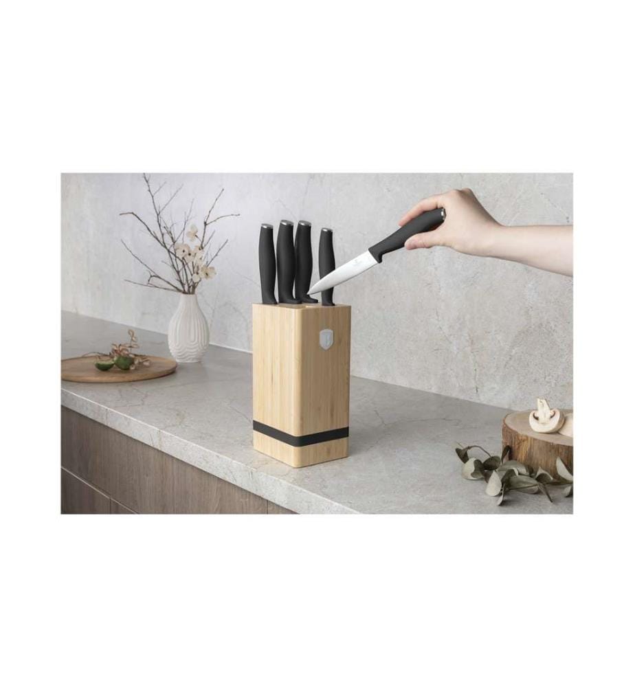 6-teiliges Messerset mit Messerblock, Matte Black Collection