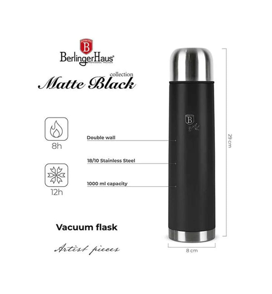 Thermosflasche 1L – Matte Black
