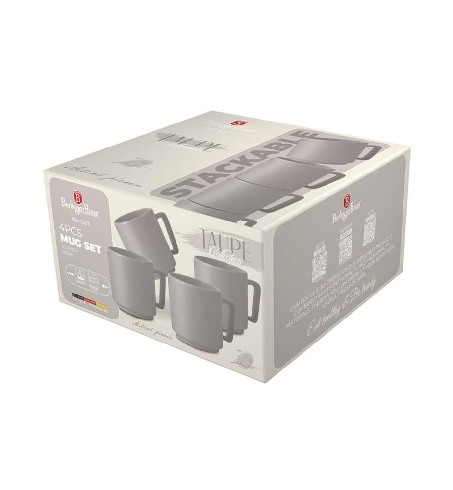 4er-Set Tassen 300 ml, Taupe Collection - Matt