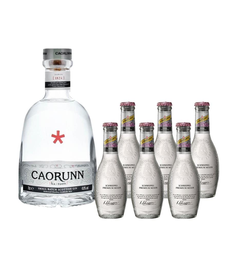 Caorunn Gin & 6 Schweppes Premium Pink Pepper Tonic - 1 x 70 cl + 6 x 20 cl