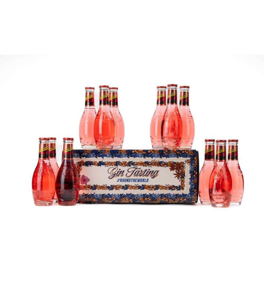 LiquiTaste Gin Tasting Box #Round The World - Hibiscus (12 Tonics) - 1 x 54 cl + 12 x 20 cl