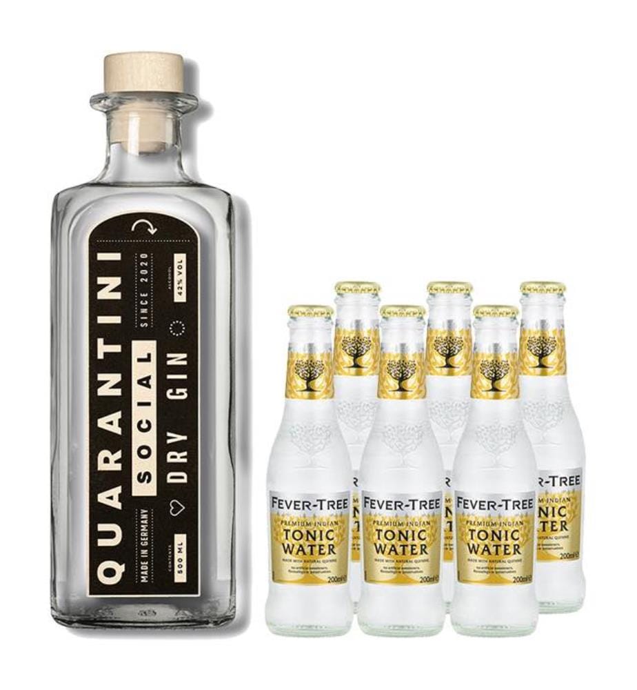 Quarantini Social Dry Gin + 6x Fevertree Indian Tonic - 50 cl + 6 x 20 cl