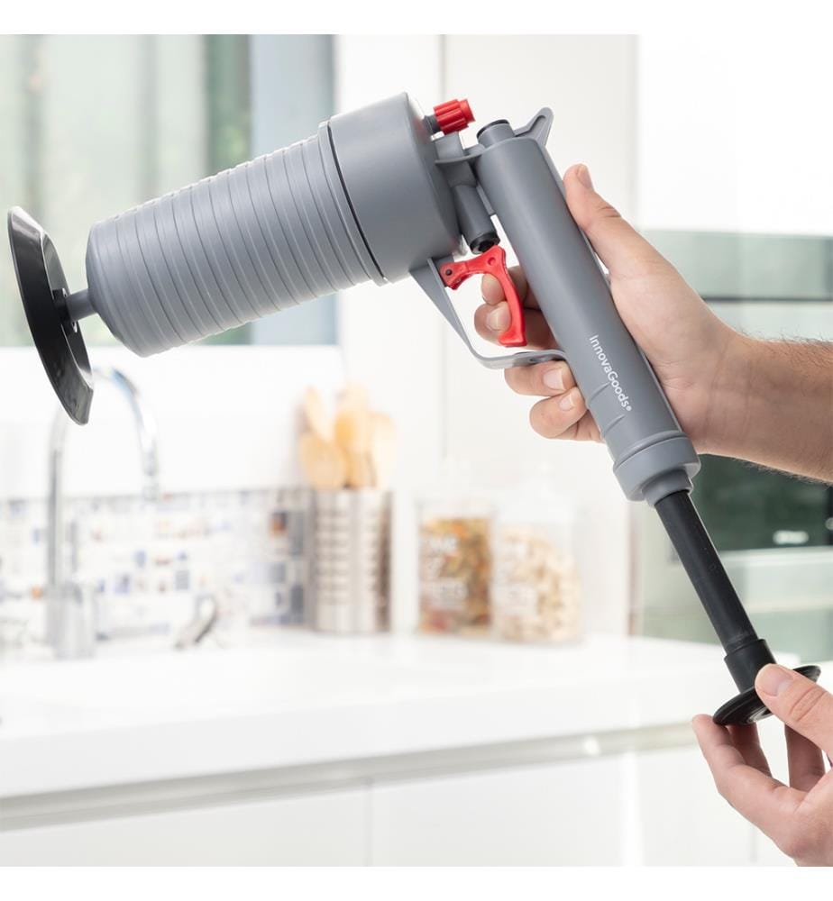 Pistolet de Débouchage à Air Comprimé Universel avec Adaptateurs Klingun - Gris