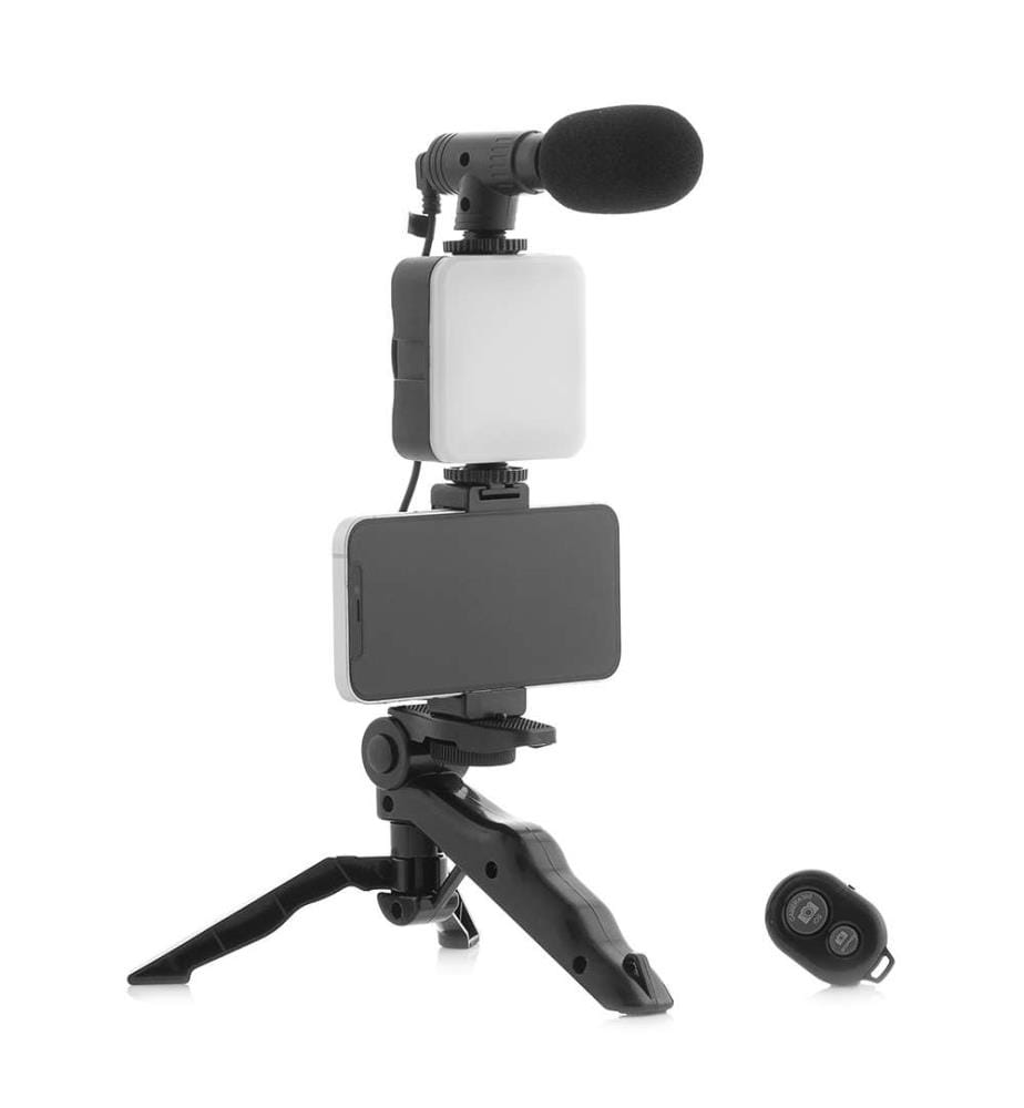 Plodni Vlogging Kit mit Licht, Mikrofon und Fernbedienung - Schwarz