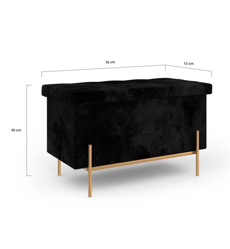 Loan Truhenbank aus Samt - 76 cm - Schwarz