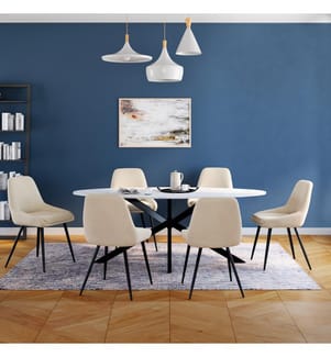 Set aus 6 Stühlen Olivia - Creme und Metall