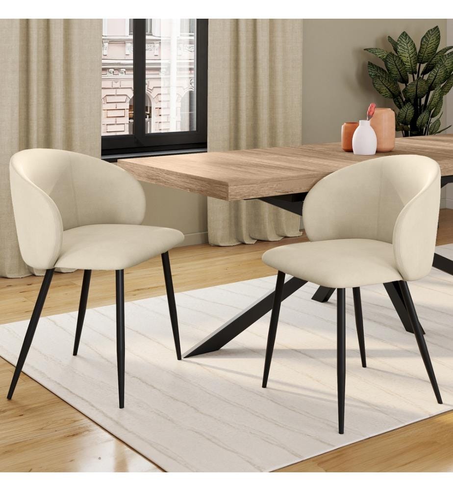 2er-Set Stühle Leona - Creme und Schwarz