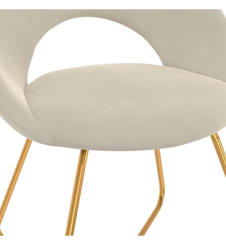 2er-Set Malone Stühle aus Velours - Creme und Gold