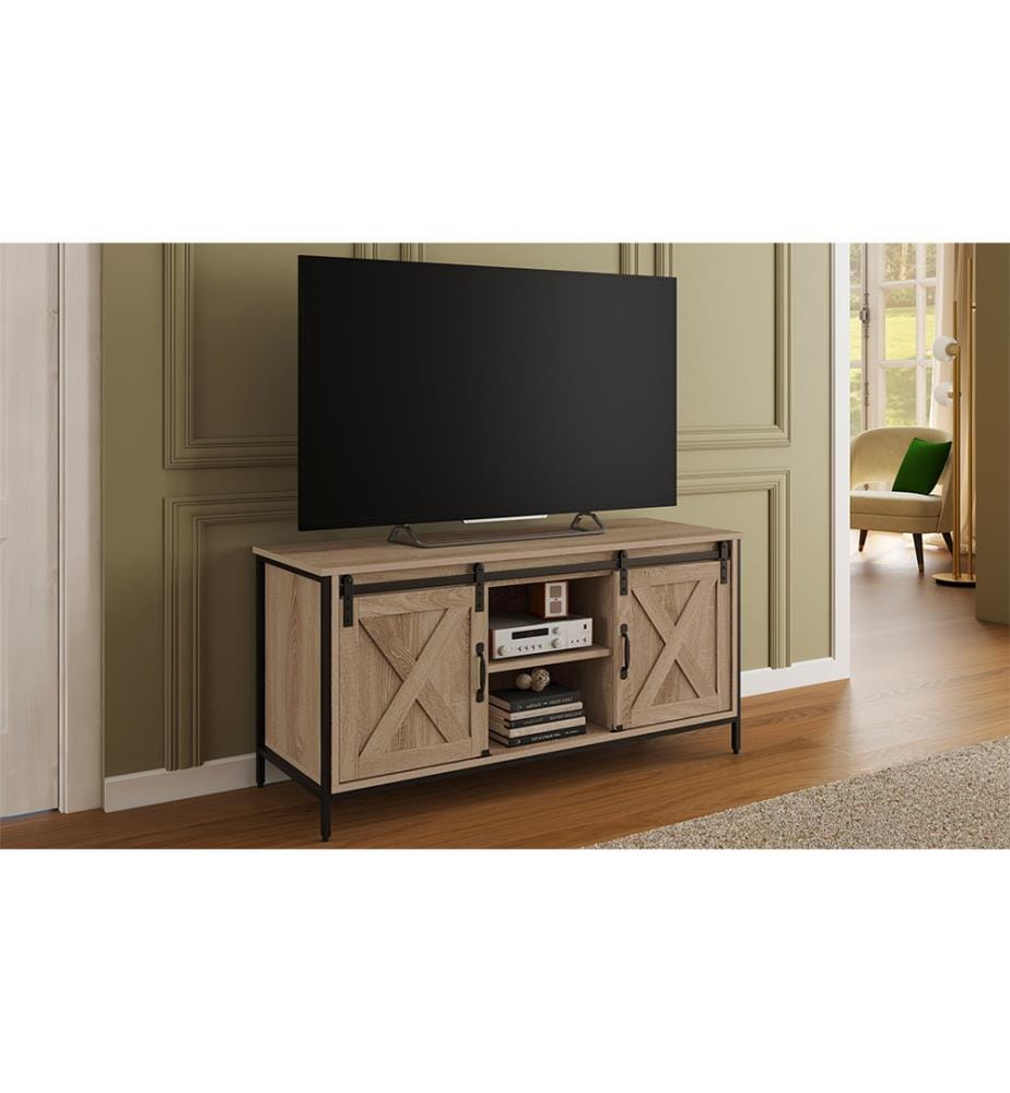 Cheyenne TV-Möbel mit 2 Türen - 113 x 40 x 50 cm - Holz und Schwarz