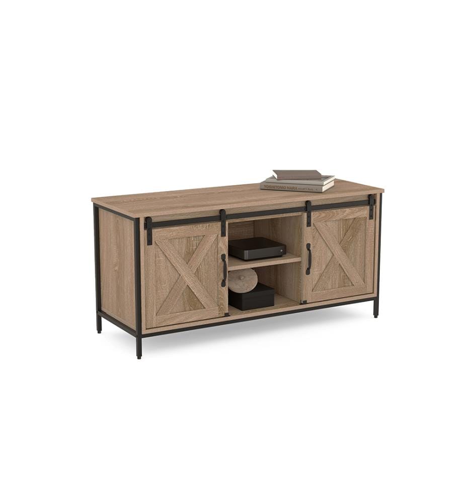 Cheyenne TV-Möbel mit 2 Türen - 113 x 40 x 50 cm - Holz und Schwarz