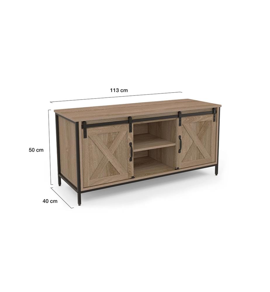 Cheyenne TV-Möbel mit 2 Türen - 113 x 40 x 50 cm - Holz und Schwarz