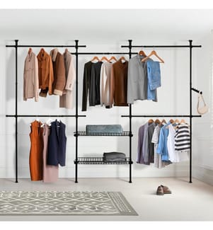 Teleskop-Kleiderschrank 305x35x278cm - Schwarz