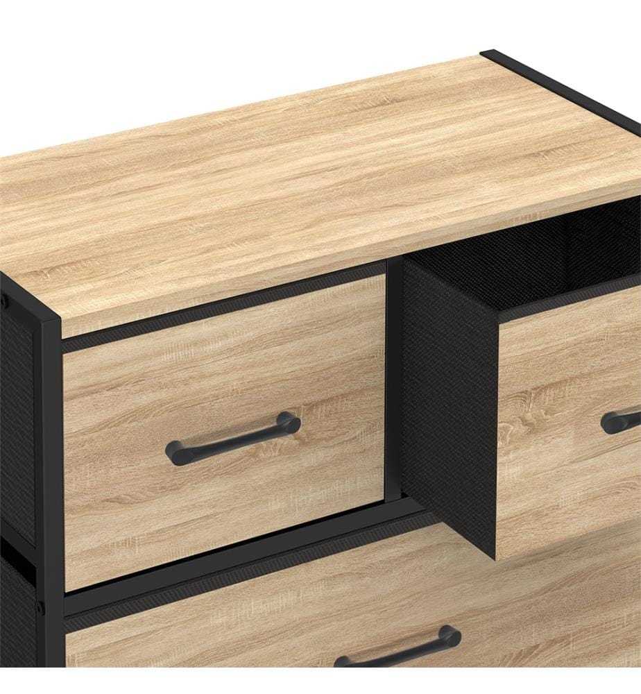 Kommode Iris 5 Schubladen - Braun und Schwarz