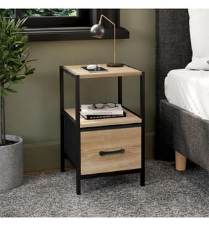 2er-Set Nachttische Iris mit 1 Schublade und 1 Nische - Braun und Schwarz