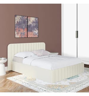 Bettkasten Valentina aus Bouclé-Stoff mit Lattenrost und Kopfteil 160x200cm - Weiss