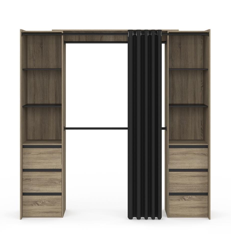 Ankleidezimmer Justine ausziehbar 120-180cm Holzeffekt 6 Schubladen Doppelsäule